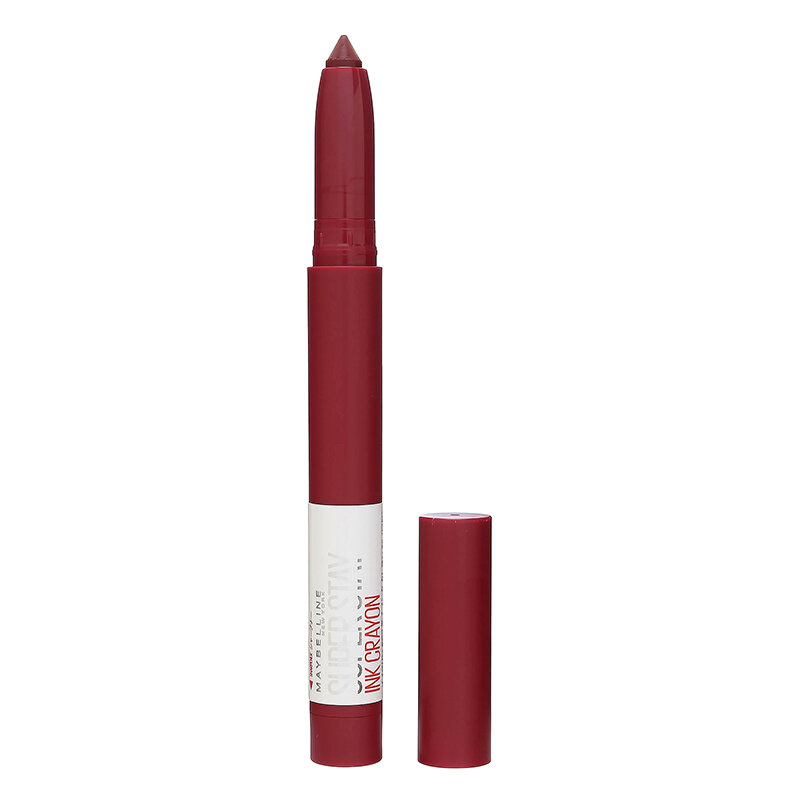 Son Bút Chì Maybelline Superstay Ink Crayon Lipstick Màu Đỏ Rượu 55 Make It Happen Mịn Lì, 8 Giờ Lâu Trôi 1.2g