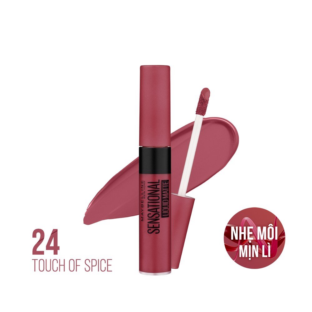 Son Kem Lì Maybelline Sensational Liquid Matte Lipstick 24 Touch Of Spice Màu Hồng Mận 7ml