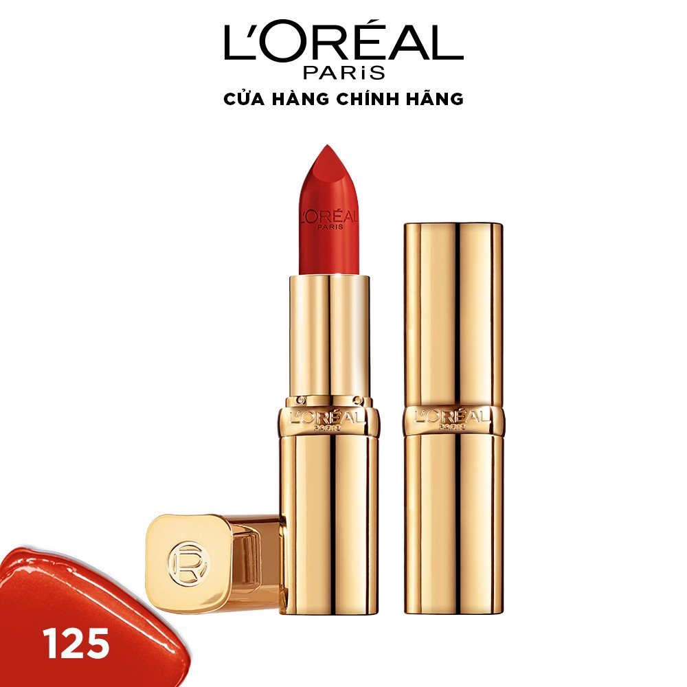 Son L'Oreal Paris Color Riche Satin Le Rouge Cao Cấp Mềm Mịn 125 Màu Đỏ Hồng 3.7g