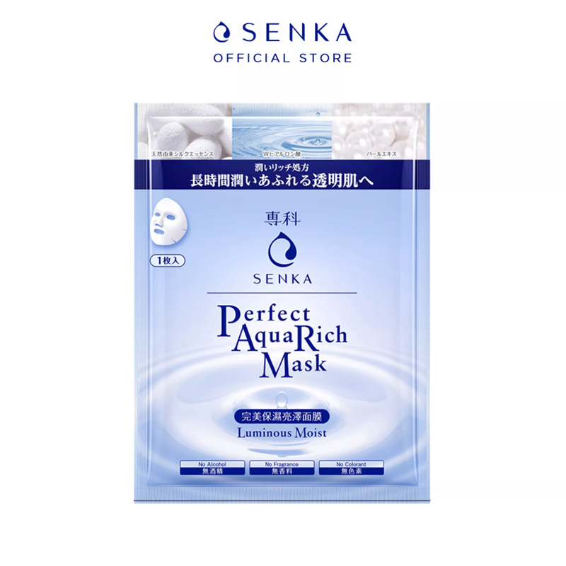 Mặt Nạ Senka Không Cồn Perfect Aqua Rich Luminous Moist Mask Cấp Ẩm Và Dưỡng Sáng Da 23g