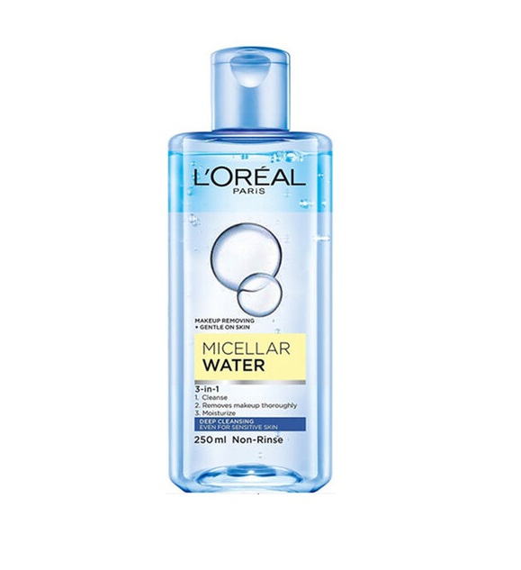 Nước Tẩy Trang L'Oreal Xanh Cho Da Dầu Mụn Làm Sạch Sâu Da Mặt, Mắt, Môi Micellar Water 3-in-1 Deep Cleansing Even For Sensitive Skin 250ml