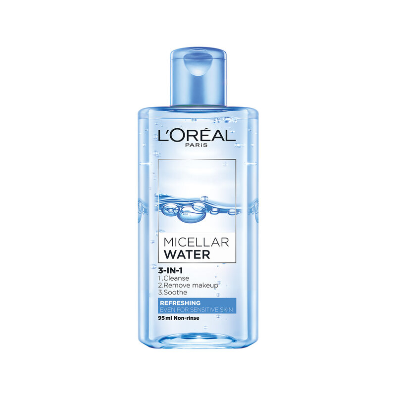 Nước Tẩy Trang L'Oreal Paris Micellar Water 3-in-1 Refreshing Even For Sensitive Skin Tươi Mát Cho Da Dầu, Hỗn Hợp 95ml