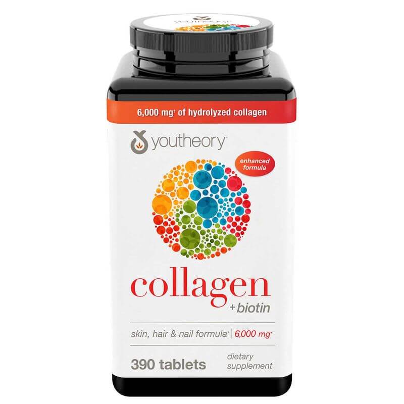 Viên uống Collagen Biotin Youtheory 6000mg Chống Lão Hóa Và Làm Đẹp Da, Tóc, Móng 390 Viên