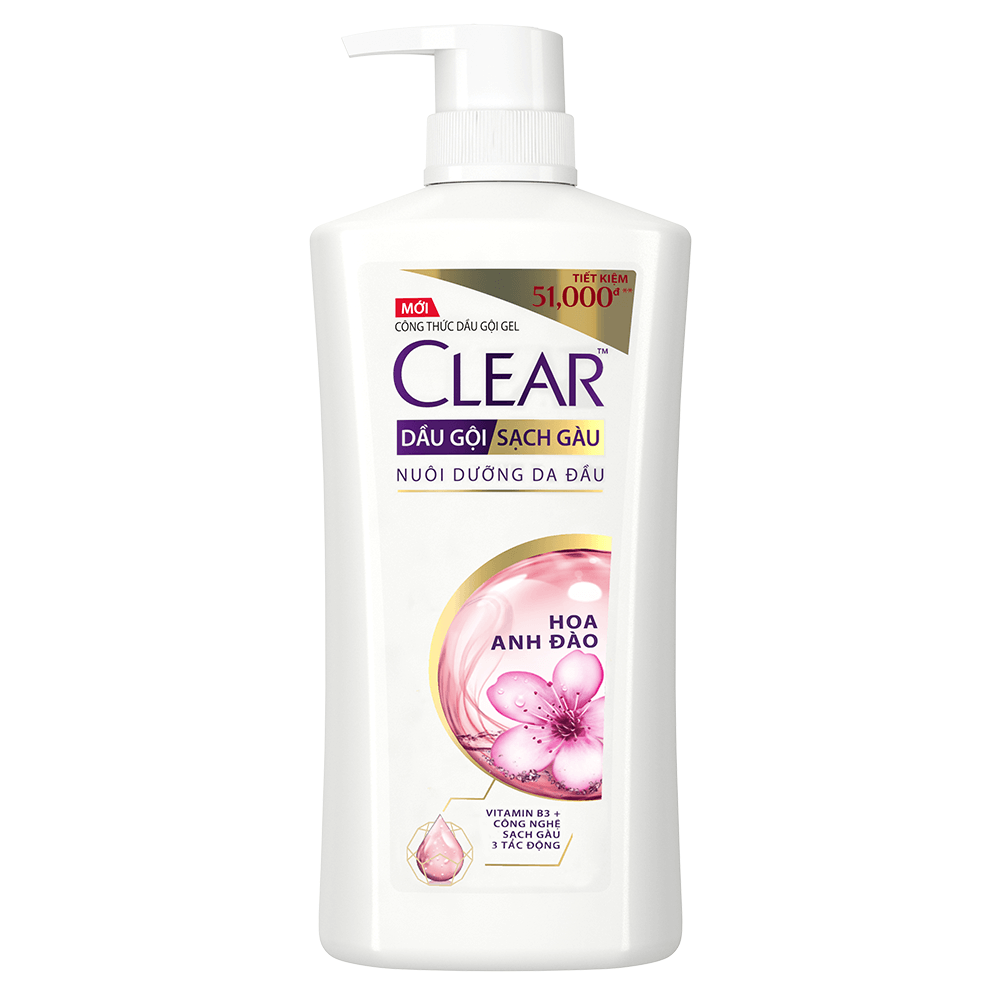 Dầu Gội Clear Sạch Gàu Nuôi Dưỡng Da Đầu Hương Hoa Anh Đào 630g