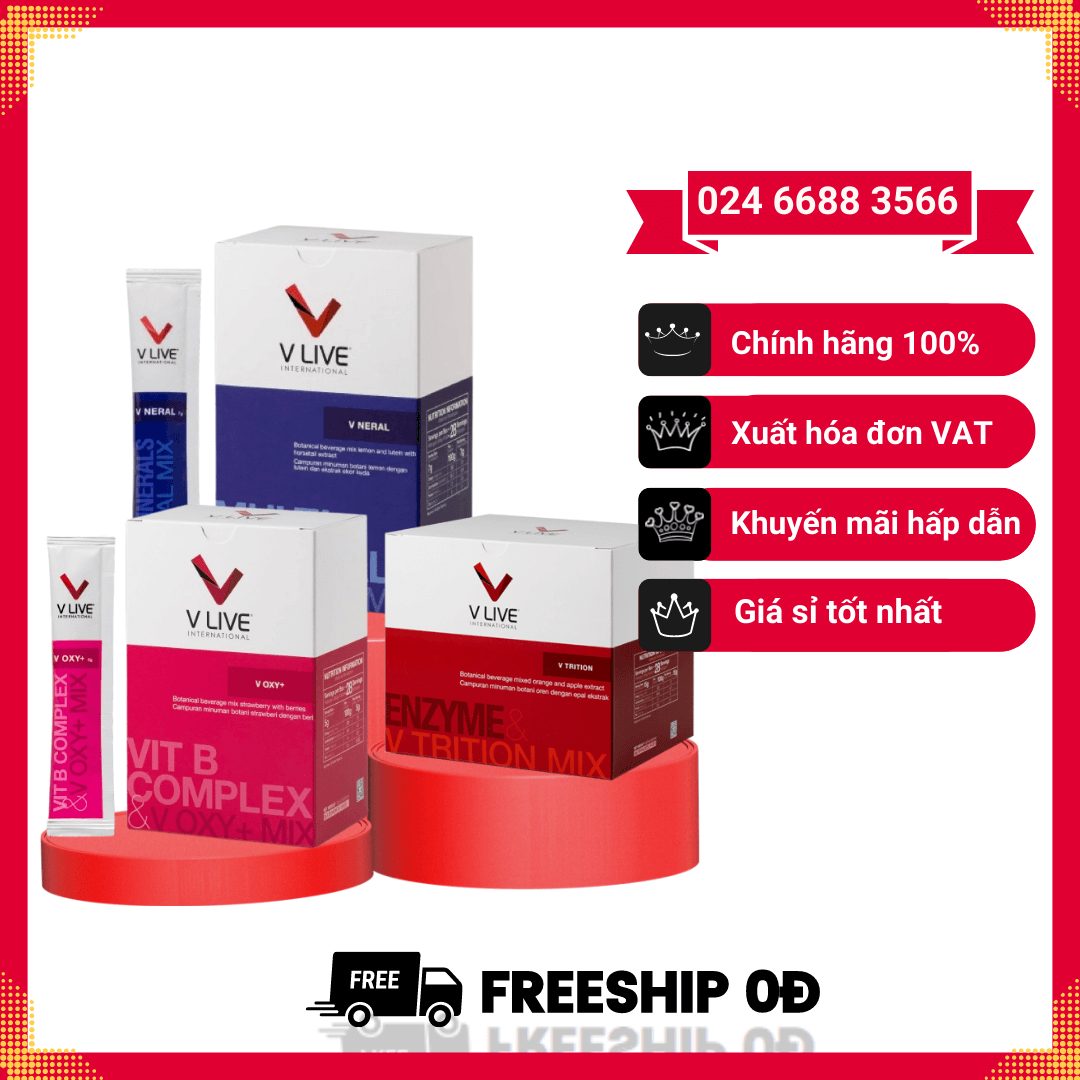 Bộ 3 V Live (V Oxy+, V Trition, V Neral) Thực Phẩm Dinh Dưỡng Tế Bào Hỗ Trợ Điều Trị Bệnh Tận Gốc- Nâng Cao Sức Khỏe Toàn Diện
