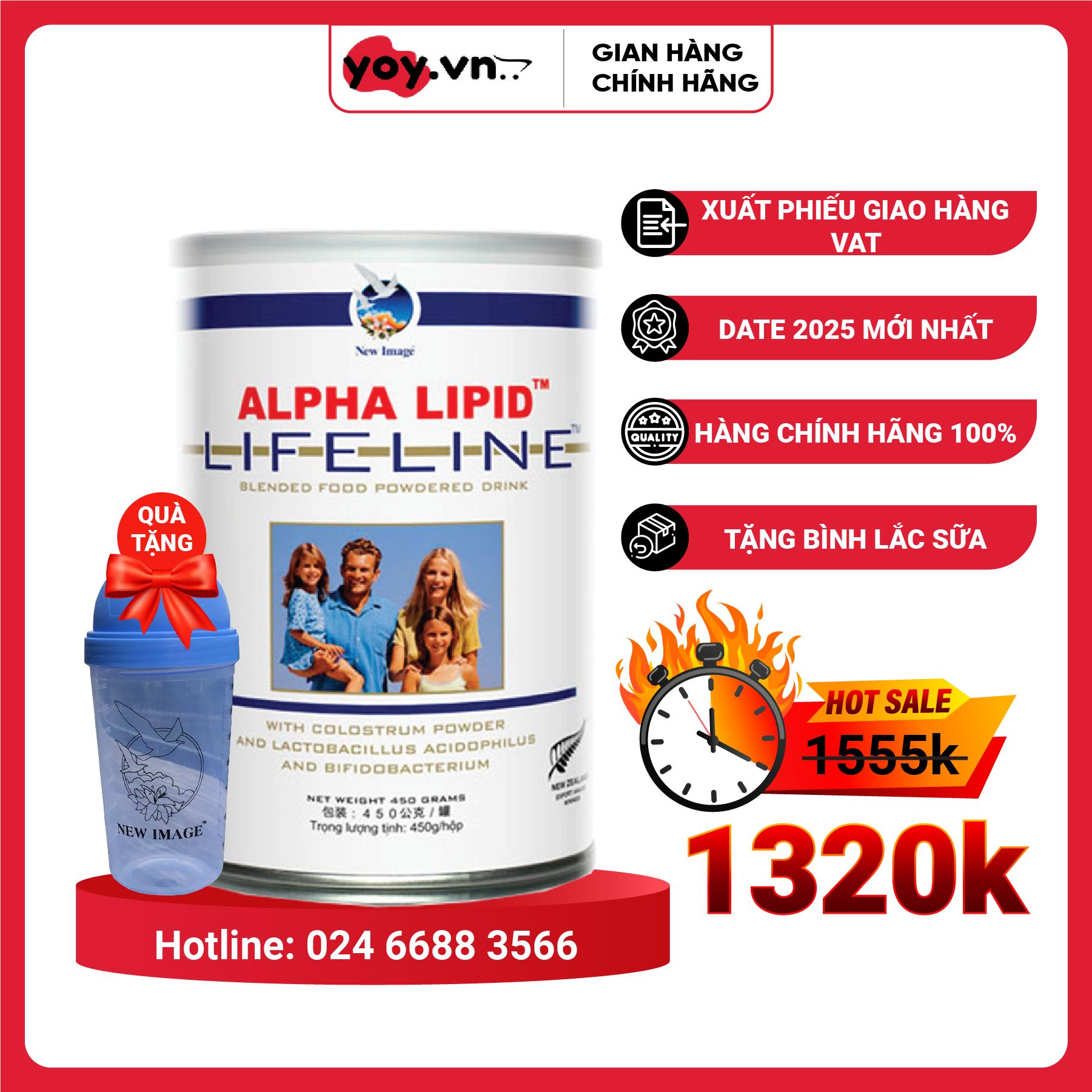 Sữa Non Alpha Lipid Lifeline Nhập Khẩu New Zealand 450g