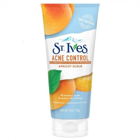 Sữa Rửa Mặt Tẩy Da Chết St.Ives Acne Control Apricot Scrub Quả Mơ Ngăn Ngừa Mụn 170g