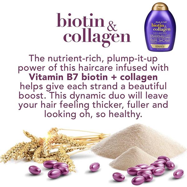 Dầu gội xả OGX Biotin & Collagen tím bổ sung vitamin B7 và collagen