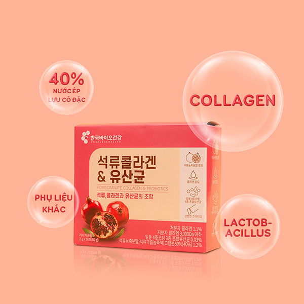 Collagen lựu đỏ Hàn Quốc Bio Cell dạng bột chứa chiết xuất lựu cô đặc 