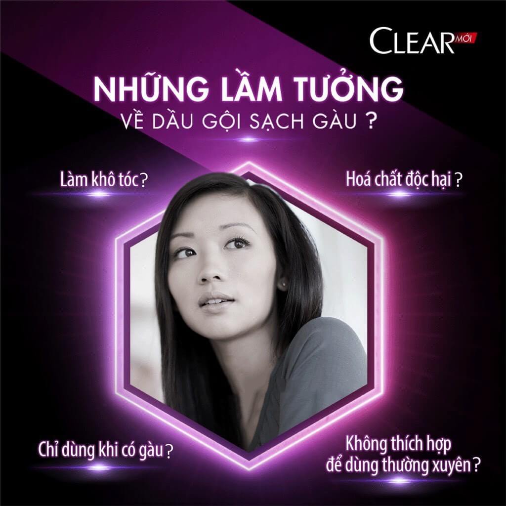 Dầu gội Clear sạch gàu nuôi dưỡng da đầu không làm khô tóc