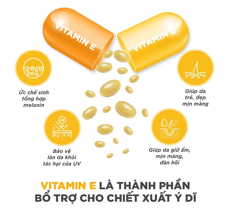 Viên Uống Trắng Da DHC 20-60 Ngày Nhật Bản với công thức phối trộn đặc biệt từ tinh chất ý dĩ cô đặc cùng các vitamin, khoáng chất như vitamin E, vitamin B1, B12