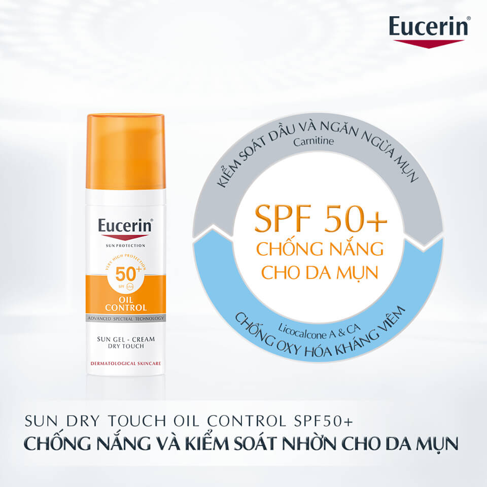 Kem chống nắng Eucerin Oil Control cho da dầu mụn SPF50