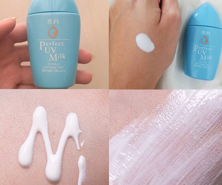 Review kem chống nắng Senka Perfect UV Milk dạng sữa lỏng nhẹ
