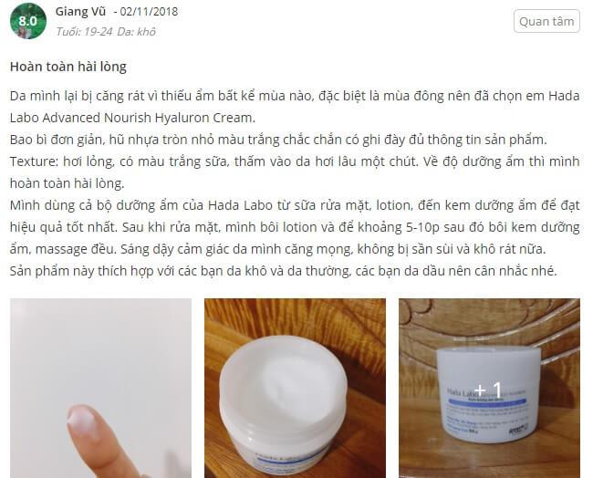 Review kem dưỡng ẩm Hada Labo trắng không cồn