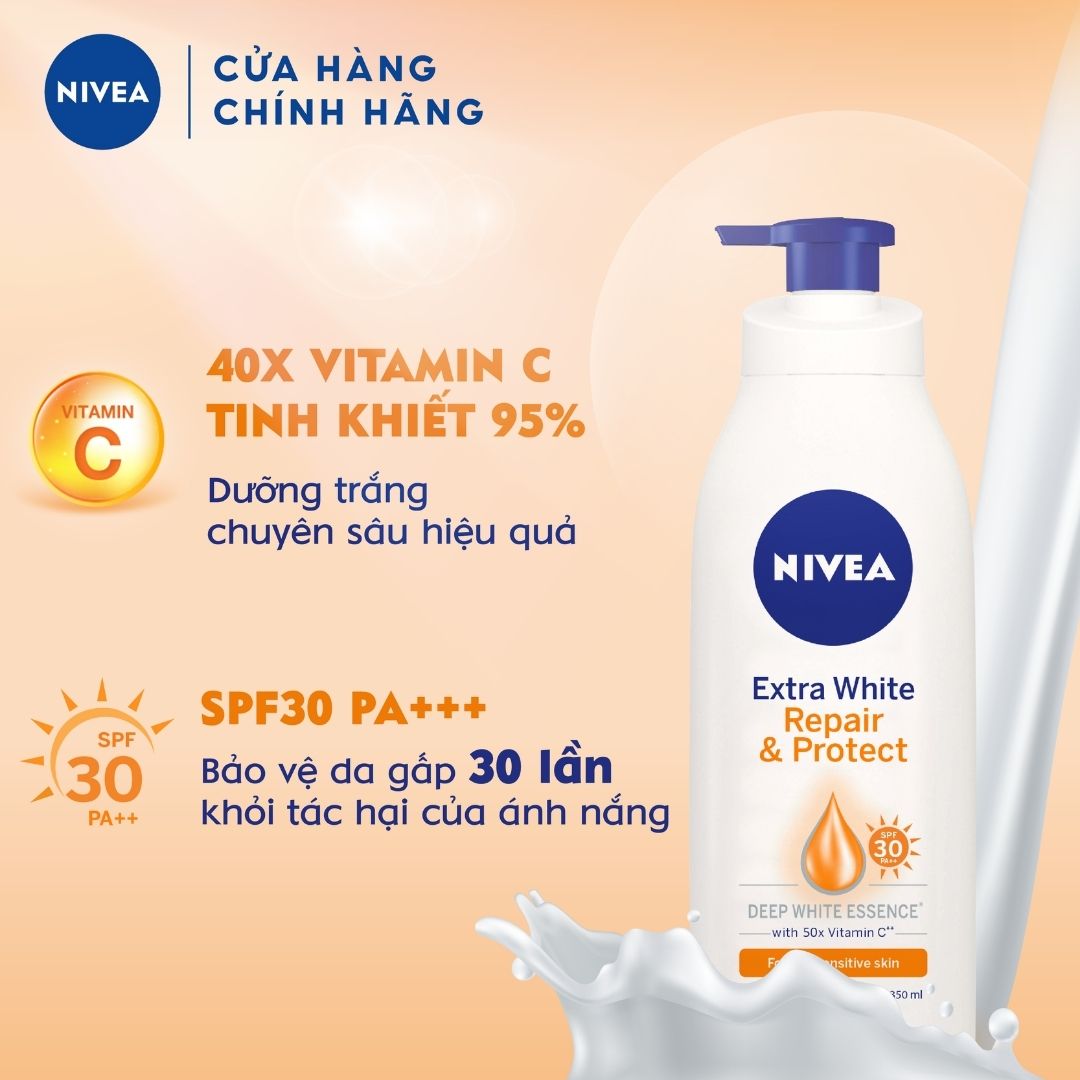 Sữa dưỡng thể Nivea Extra White dưỡng trắng bảo vệ da