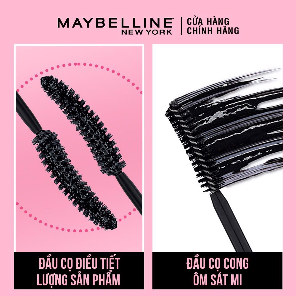 Mascara Maybelline hồng Hyper Curl đầu cọ mảnh
