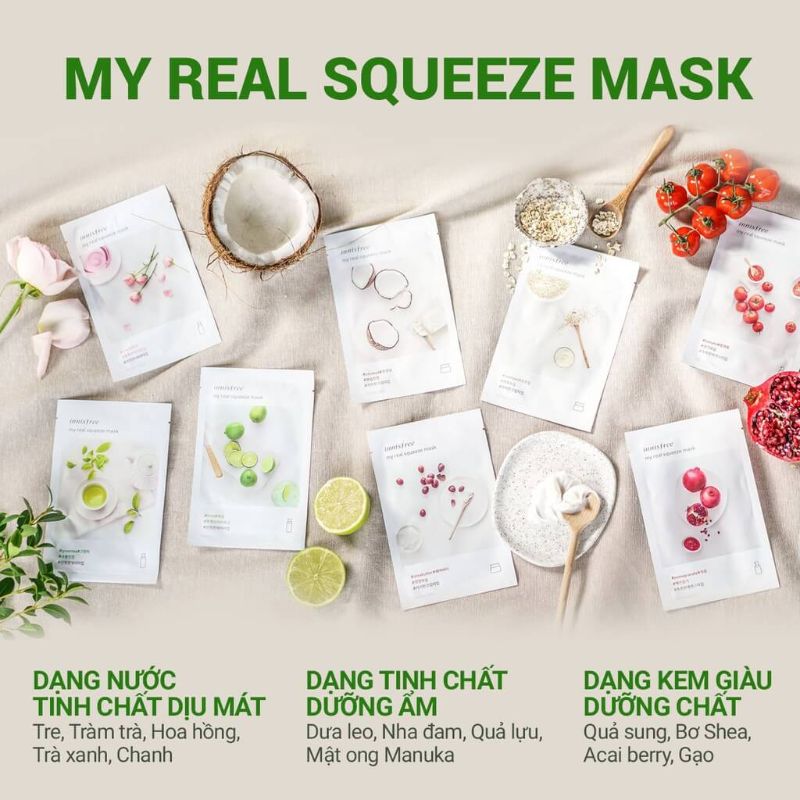 Mặt nạ giấy Innisfree My Real Squeeze Mask cho mọi loại da