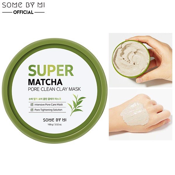 Mặt nạ đất sét trà xanh Some By Mi Super Matcha Pore Clean Clay Mask chất kem đặc mịn
