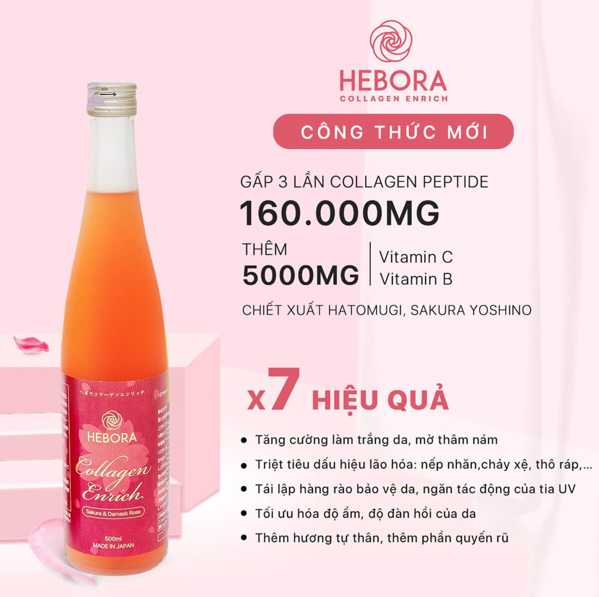 Công dụng của nước uống Hebora Collagen Enrich