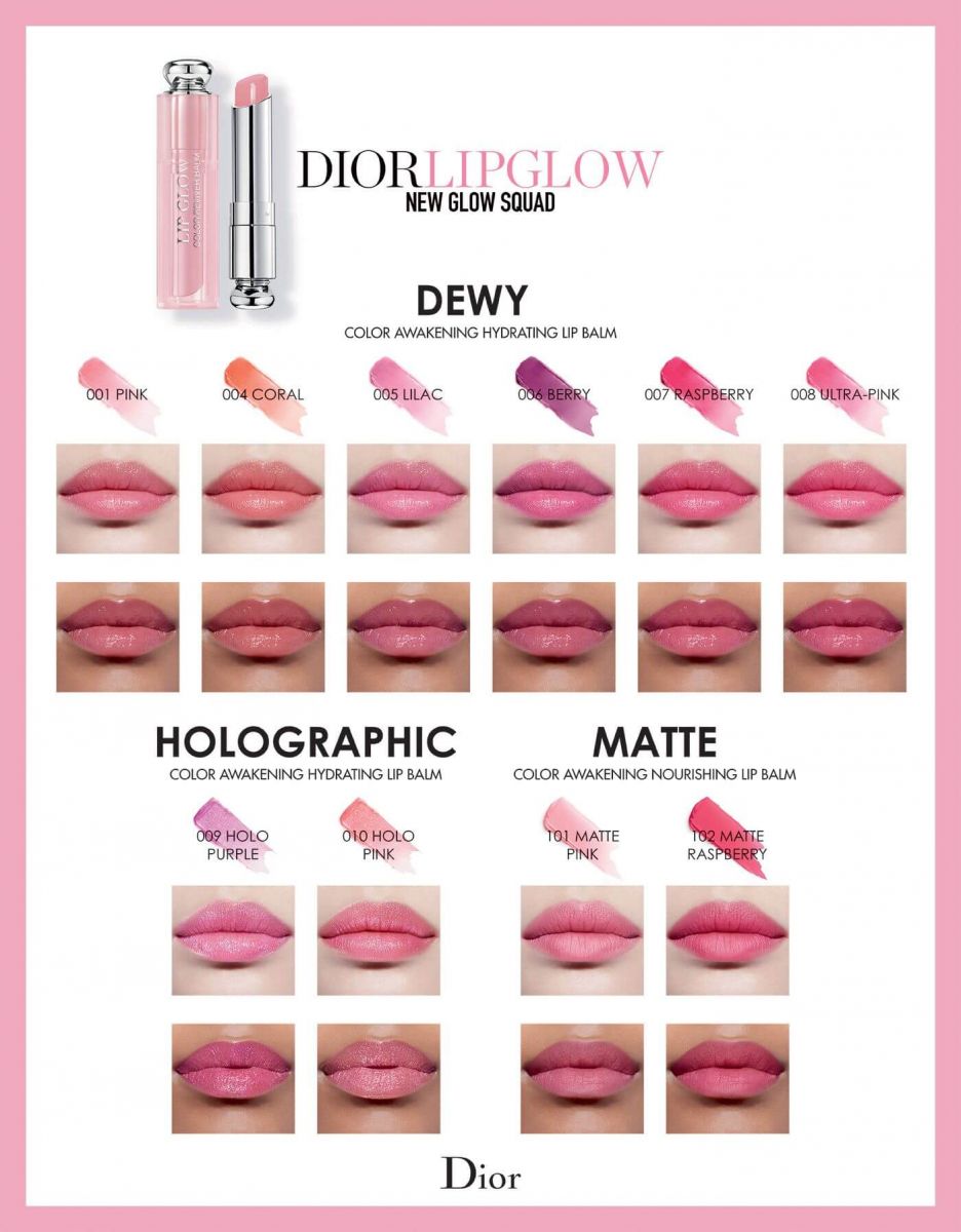 Bảng màu son dưỡng Dior Addict Lip Glow đa dạng thời thượng