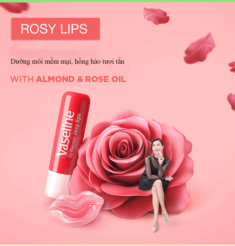 Dưỡng môi Vaseline Lip Therapy Rosy Lips hương hoa hồng