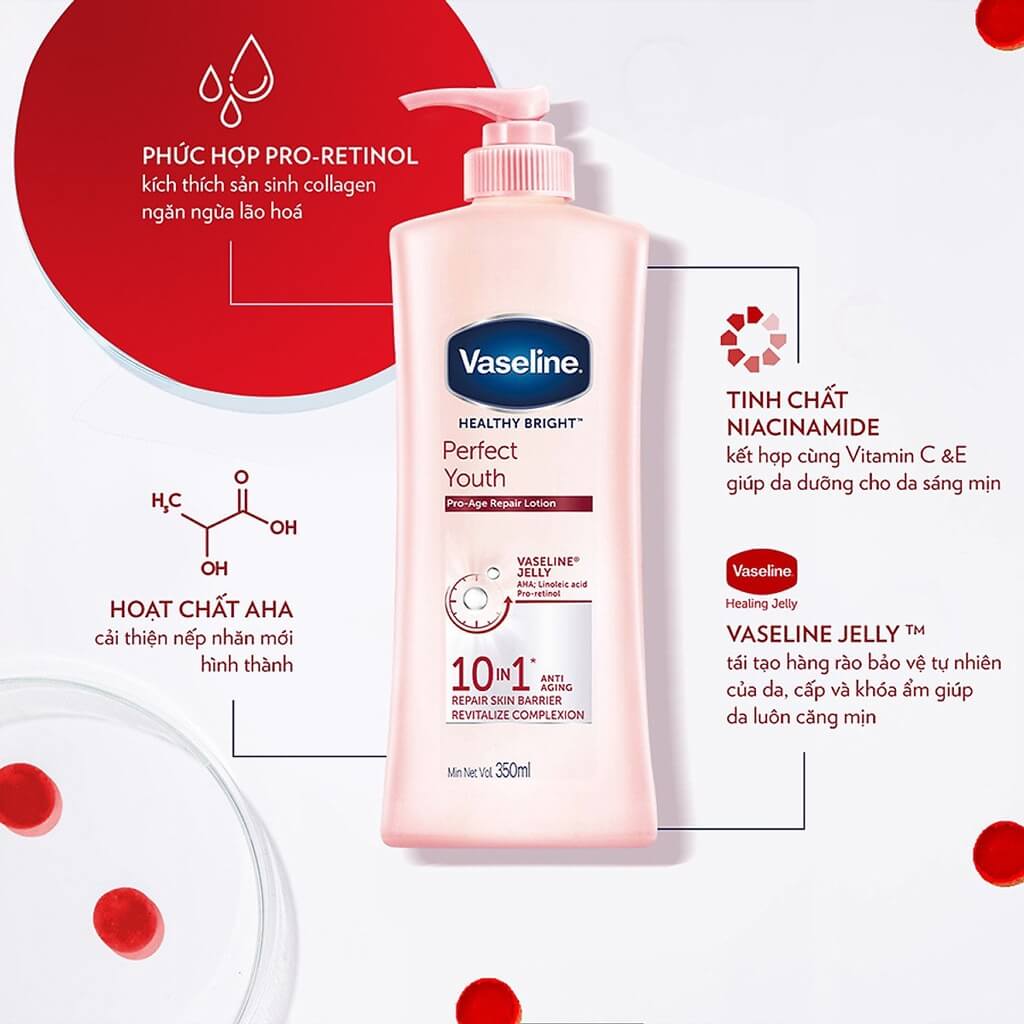 Sữa dưỡng thể Vaseline trắng da ngừa lão hoá