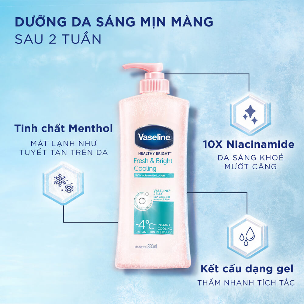 Sữa dưỡng thể Vaseline trắng da làm da dịu mát