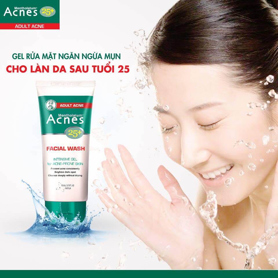 Sữa rửa mặt dạng gel Acnes 25+ Facial Wash trị mụn