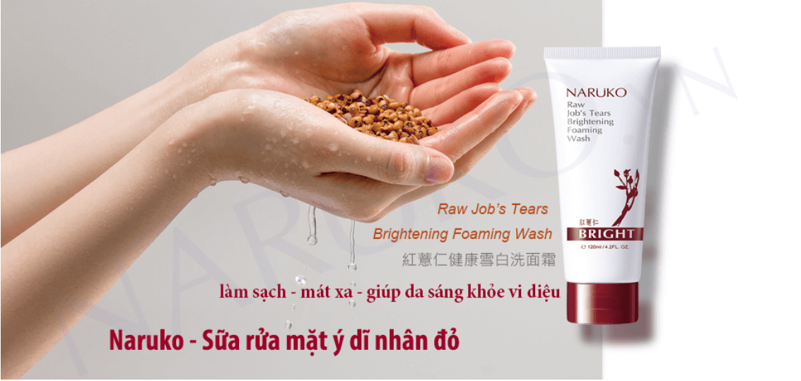 Sữa rửa mặt Naruko Ý dĩ nhân đỏ Raw Job’s Tears Brightening Foaming Wash bản mới