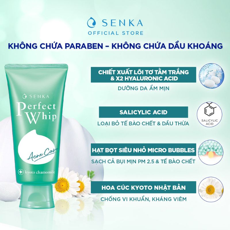 Sữa rửa mặt Senka xanh lá trị mụn