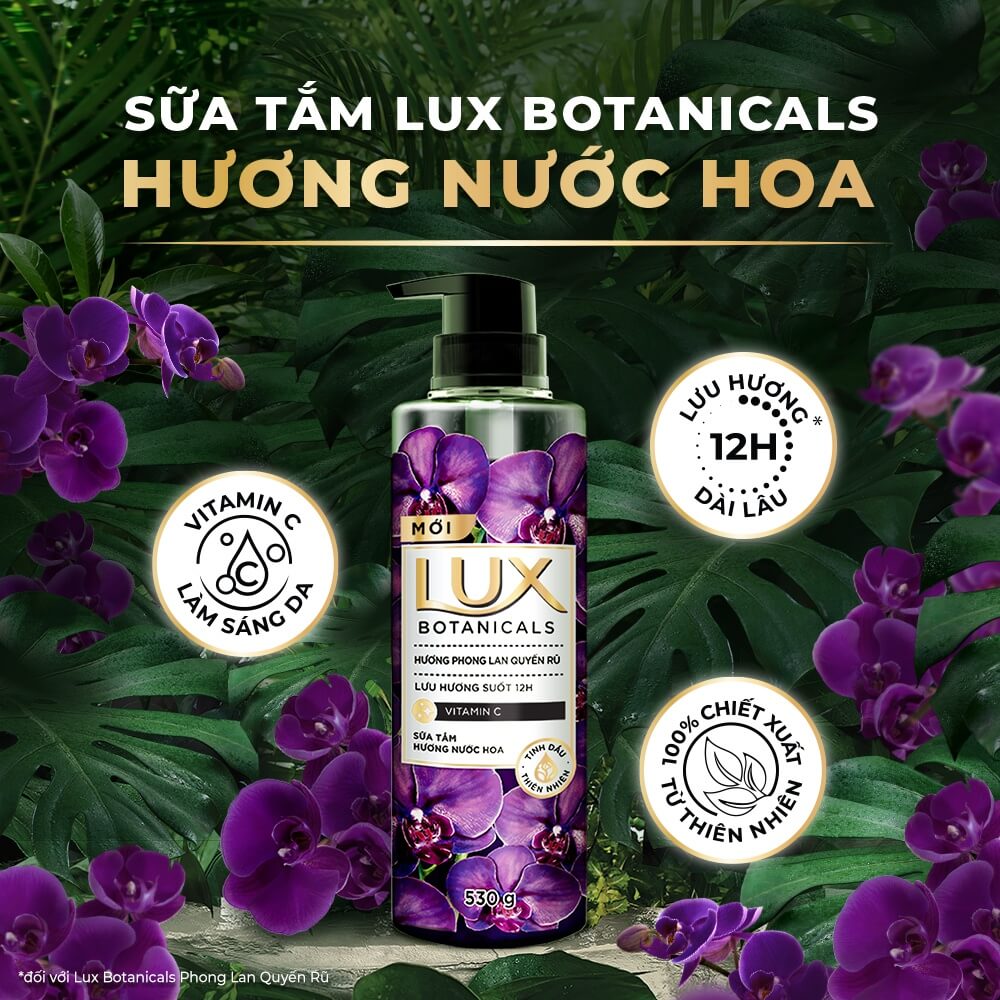 Sữa tắm Lux Botanicals màu tím hương phong lan
