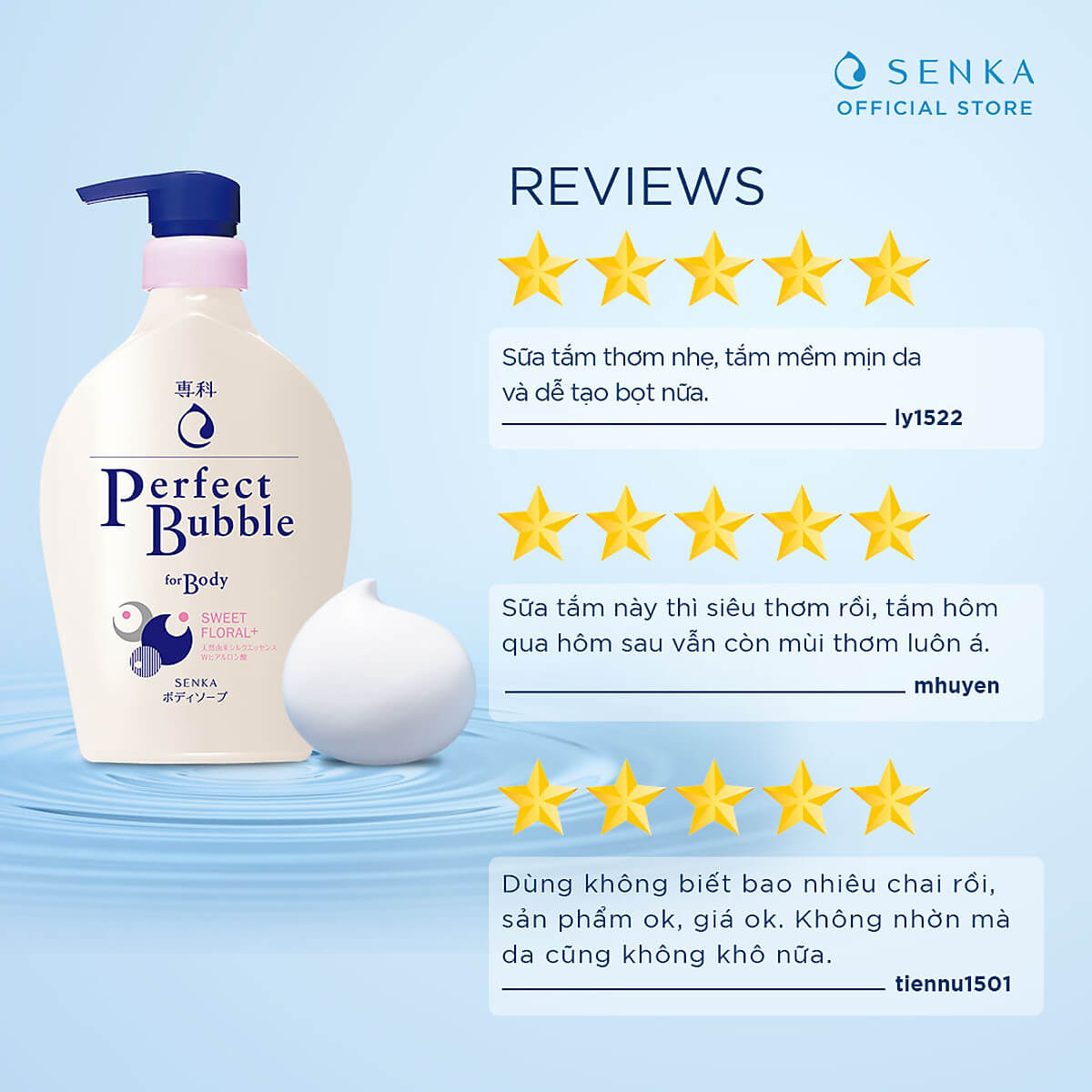 Review sữa tắm Senka trắng Perfect Bubble For Body trị mụn lưng