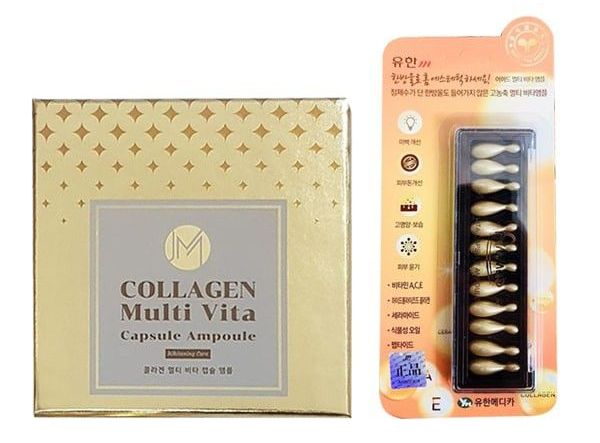Collagen tươi Hàn Quốc Ammud Multi Vita Capsule Ampoule vỉ 12 viên và hộp 38 viên