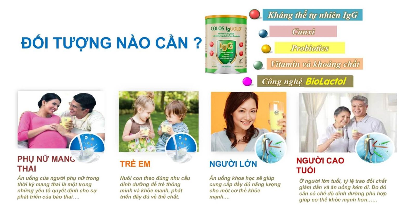 Đối tượng sử dụng sữa non colos iggold